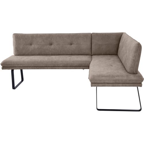 Eckbank K+W KOMFORT & WOHNEN, braun (schlamm), B:207cm H:87cm T:157cm, Sitzbänke, Polstereckbank in Spitzkissenoptik, Sitz und Rücken gesteppt