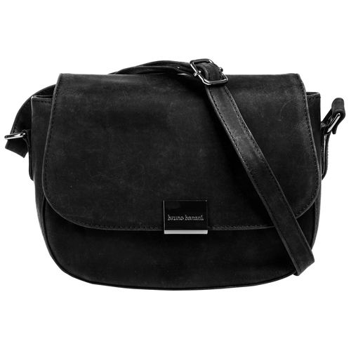 Umhängetasche BRUNO BANANI, Damen, Gr. B/H/T: 21cm x 16cm x 6cm onesize, schwarz, Leder, unifarben, Taschen, echt Leder