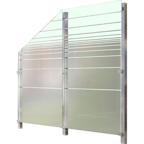 Zaun STAKET PRO, silber (silberfarben), H:191cm L:217cm, Edelstahl, Glas, Zaunelemente, Glaszaun, Gesamtlänge: 2,17 m, 3 Pfosten