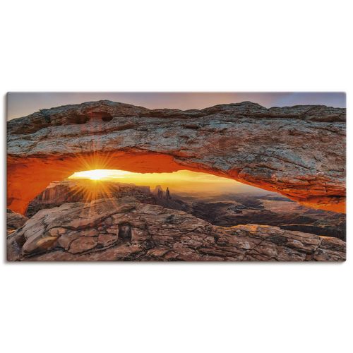 Wandbild ARTLAND "Iconic Mesa Arch" Bilder Gr. B/H: 150 cm x 75 cm, Leinwandbild Felsen Querformat, 1 St., rot als Alubild, Outdoorbild, Leinwandbild, Poster in verschied. Größen