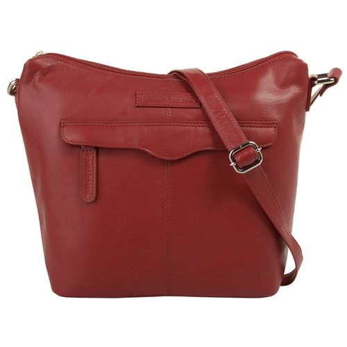 Umhängetasche BRUNO BANANI, Damen, Gr. B/H/T: 22cm x 22cm x 11cm onesize, rot, Leder, unifarben, Taschen, echt Leder