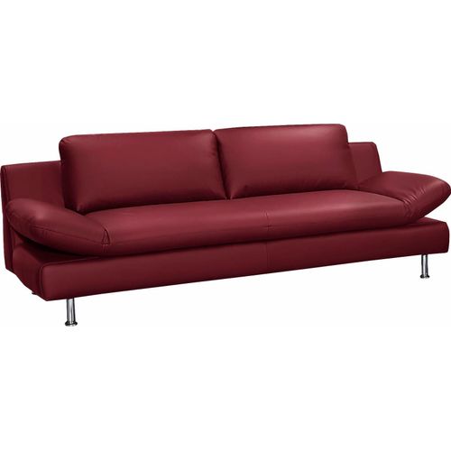 3-Sitzer PLACES OF STYLE "Redding" Sofas Gr. B/H/T: 221cm x 80cm x 90cm, NaturLEDER Madras, rot in Naturleder