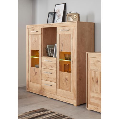 Highboard VOGL MÖBELFABRIK, braun (eichefarben chalet, wildeiche massiv), Sideboards, Breite 154 cm