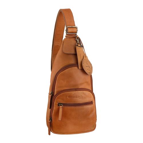 Cityrucksack GREENLAND NATURE Gr. B/H/T: 20cm x 37cm x 6cm, braun (cognac) Rucksäcke mit Karabiner am Schulterriemen zur individuellen Befestigung