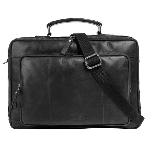 Aktentasche SANSIBAR Gr. B/H/T: 39cm x 28cm x 5cm onesize, schwarz Damen Taschen echt Leder