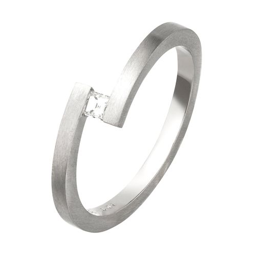 Fingerring JOBO Gr. 56, grau (platin 950), Fingerringe, Damen, 56, SI = kleine Einschlüsse, Platin 950-Diamanten, Platin 950, Diamanten, 950 Platin mit Diamant im Caree-Schliff