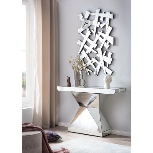 Konsolentisch SALESFEVER, silber (silber, verspiegelt, silber, silber), B:120cm H:81cm T:35,5cm, Tische, verspiegelt, in edler Form und besonderer Optik