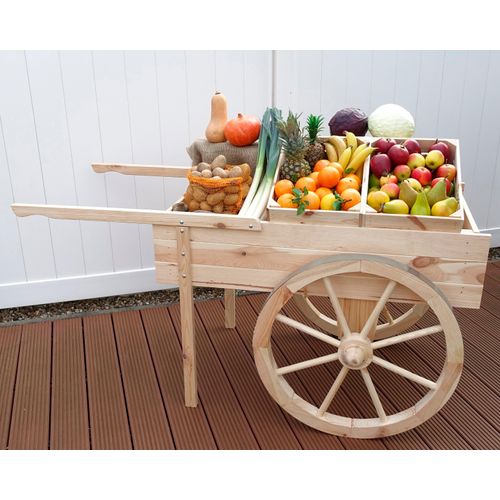 Transportkarren PROMADINO "Marktwagen", beige (natur), B:82cm H:80cm, Holzwerkstoff, Transportwagen, BxTxH: 173x82x80 cm