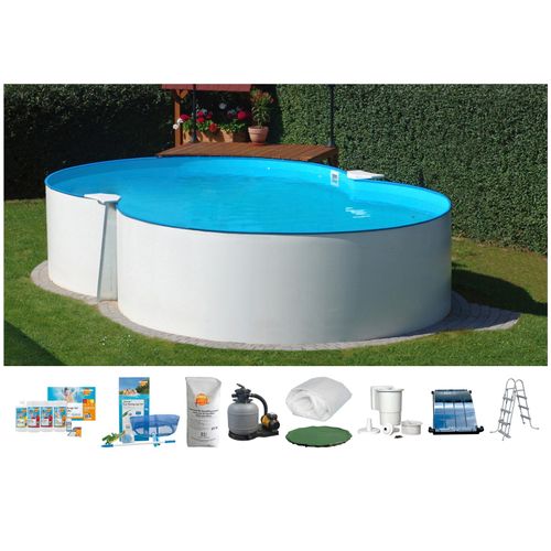 Achtformpool CLEAR POOL, weiß, B:300cm H:120cm L:470cm, Schwimmbecken, 470x300x120 cm inkl. Solarset