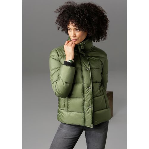 Steppjacke ANISTON CASUAL Gr. 42, grün (moosgrün) Damen Jacken im trendigen Two-tone-Dessin