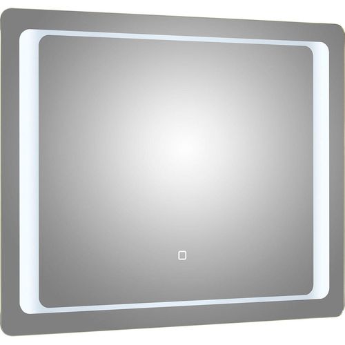 Badspiegel SAPHIR "Quickset Spiegel inkl. LED-Beleuchtung und Touchsensor, 90 cm breit", silber (alufarben), B:90cm H:70cm T:3cm, Aluminium, Holzwerkstoff, Spiegel, Badspiegel, Flächenspiegel rechteckig, 12V LED, 20 Watt, Wandspiegel