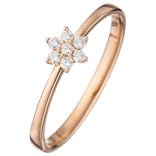 Diamantring JOBO Fingerringe Gr. 58, SI = kleine Einschlüsse, Roségold 585-Diamanten, rosegold (roségold 585) Damen 585 Roségold mit 7 Diamanten