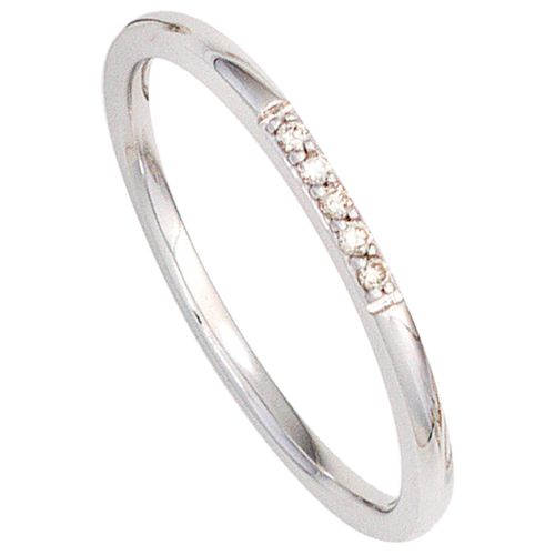 Diamantring JOBO Gr. 54, weiß (weißgold 585), Fingerringe, Damen, 54, P1 = bei 10-facher Vergrößerung erkennbare Einschlüsse, Weißgold 585-Diamanten, Weißgold 585, Diamanten, 585 Weißgold mit 5 Diamanten