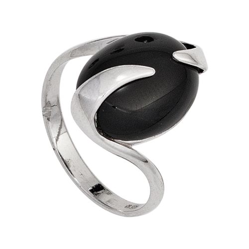 Silberring JOBO Fingerringe Gr. 50, Silber 925 (Sterlingsilber), silberfarben (silber 925) Damen 925 Silber mit Onyx