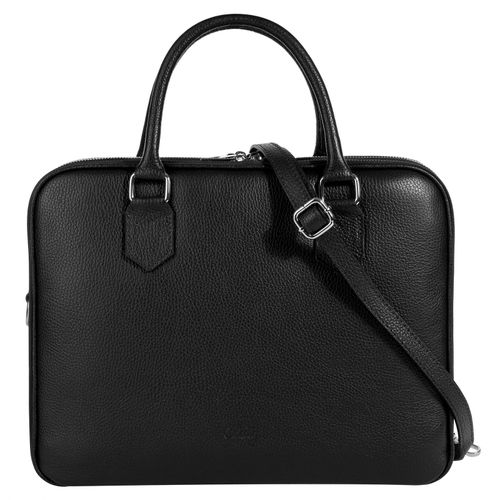 Aktentasche CLUTY Gr. B/H/T: 35cm x 28cm x 13cm onesize, schwarz Damen Taschen echt Leder, Made in Italy