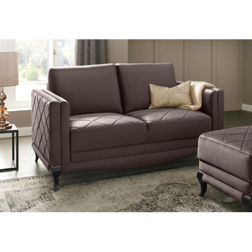 2-Sitzer HOME AFFAIRE, braun, B:158cm H:91cm T:87cm, Sofas, Federkern, hohe Holzfüße in edler Optik, Karosteppung