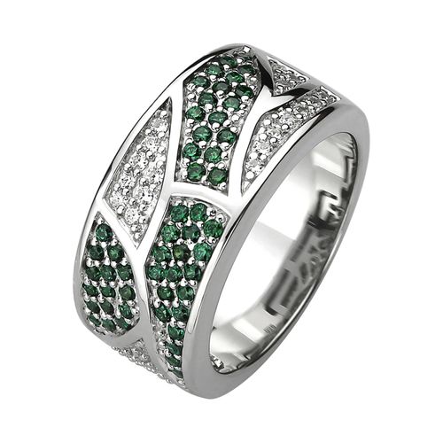 Fingerring JOBO Gr. 60, grün (grün, grün), Fingerringe, Damen, 60, Silber 925 (Sterlingsilber), 925 Silber mit 85 Zirkonia grün und weiß
