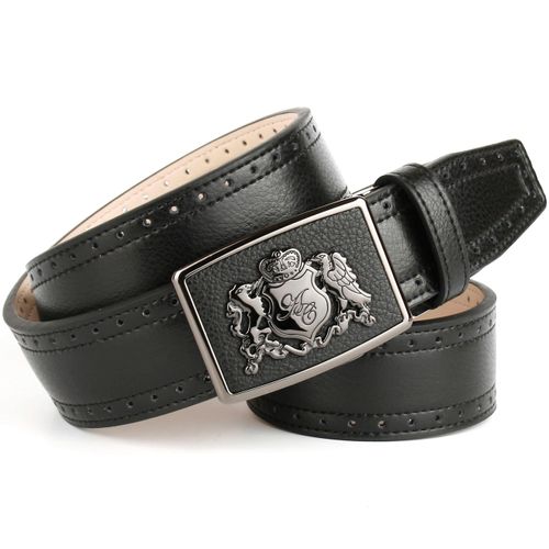 Ledergürtel ANTHONI CROWN, Damen, Gr. 90, schwarz, Leder, unifarben, Gürtel, mit Anthoni Crown Wappen, Ausstanzungen am Rand