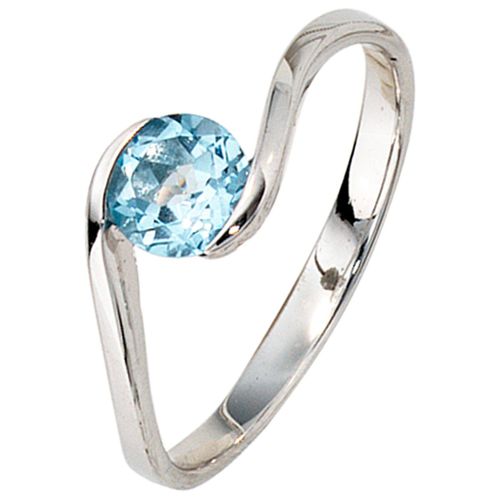 Goldring JOBO Gr. 52, weiß (weißgold 333), Fingerringe, Damen, 52, Weißgold 333, 333 Weißgold mit Blautopas