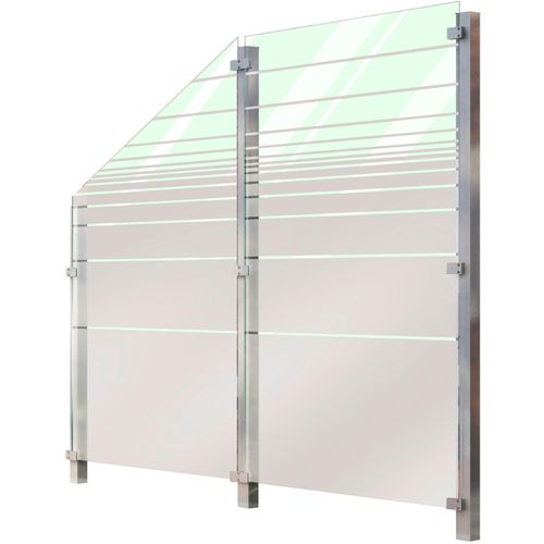 Zaun STAKET PRO, silber (silberfarben), Pfosten: 3 St., Edelstahl, Glas, Zaunelemente, Glaszaun, Gesamtlänge: 1,21 m, 3 Pfosten