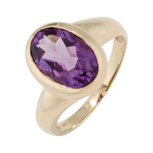 Goldring JOBO Gr. 50, gelb (gelbgold 585), Fingerringe, Damen, 50, Gelbgold 585, 585 Gold mit Amethyst