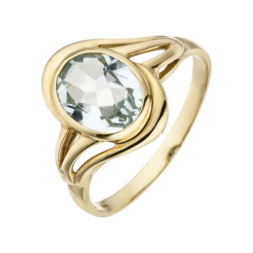 Goldring JOBO Gr. 50, gelb (gelbgold 585), Fingerringe, Damen, 50, Gelbgold 585, 585 Gold mit Aquamarin