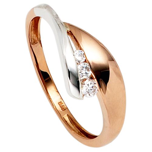 Goldring JOBO Gr. 56, rosa (roségold 375), Fingerringe, Damen, 56, Roségold 375-Weißgold 375, Rosu00e9gold 375, Weißgold 375, 375 Gold bicolor mit Zirkonia