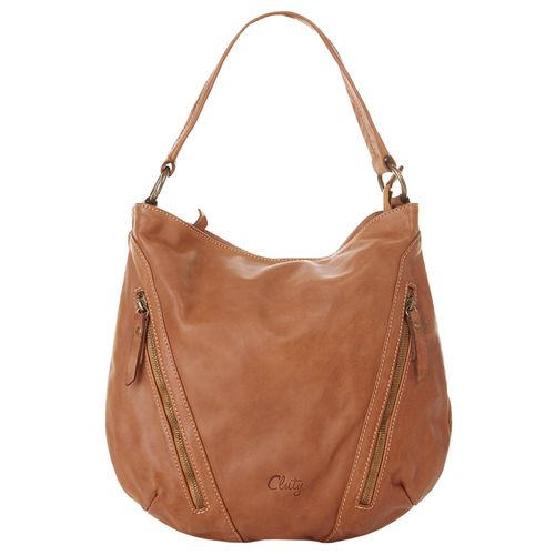 Shopper CLUTY, Damen, Gr. B/H/T: 33cm x 32cm x 9cm onesize, braun (cognac), Leder, vintage, Taschen, echt Leder, Made in Italy