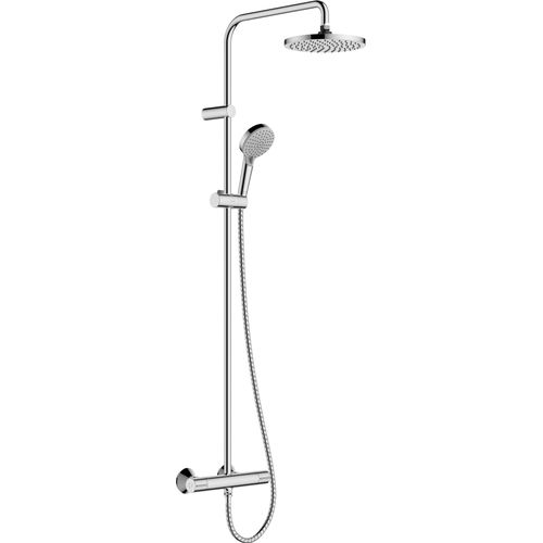 Duschsystem HANSGROHE, silber (chrom), Kunststoff, Brausegarnituren, 20cm, mit Thermostat