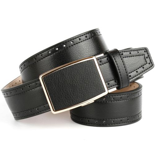 Ledergürtel ANTHONI CROWN, Damen, Gr. 100, schwarz, Leder, unifarben, Gürtel, mit goldfarbener Automatik-Schließe, helle Rückseite
