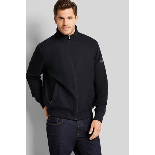 Strickjacke BUGATTI, Herren, Gr. XL, blau (marine), Strick, 70% Polyacryl, 30% Wolle, unifarben, casual, regular fit, ohne Ausschnitt, Langarm Rippbündchen, Strickjacken, aus gekochter Wolle