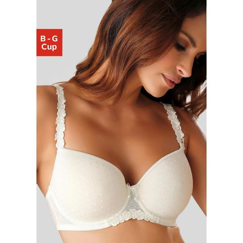 Schalen-BH LASCANA Gr. 70, Cup F, beige (creme) Damen BHs mit Bügel, verzierten Trägern, Dessous