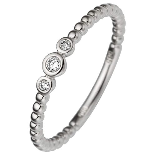 Diamantring JOBO Gr. 56, weiß (weißgold 585), Fingerringe, Damen, 56, SI = kleine Einschlüsse, Weißgold 585-Diamanten, Weißgold 585, Diamanten, 585 Weißgold mit 3 Diamanten