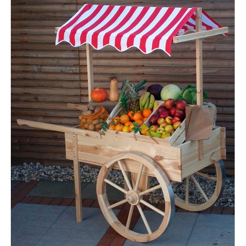 Transportkarren PROMADINO "Marktwagen", beige (natur), B:82cm H:184cm, Holzwerkstoff, Textil, Transportwagen, BxTxH: 173x82x184 cm