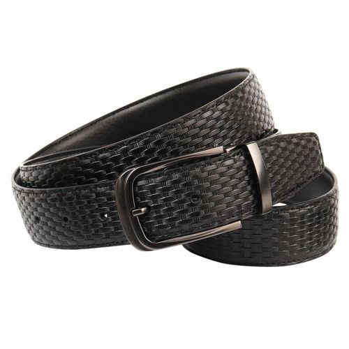 Ledergürtel ANTHONI CROWN, Damen, Gr. 120, schwarz, Leder, unifarben, Flechtoptik, modisch,klassisch, Gürtel, Wendegürtel mit anthrazitfarbener Schließe