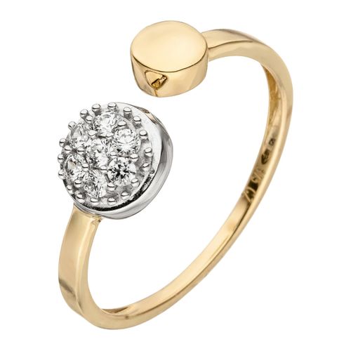 Goldring JOBO Gr. 52, gelb (gelbgold 375), Fingerringe, Damen, 52, Gelbgold 375-Weißgold 375, Gelbgold 375, Weißgold 375, offen 375 Gold bicolor mit 7 Zirkonia