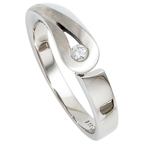 Diamantring JOBO Gr. 58, silber (silber 925), Fingerringe, Damen, 58, P1 = bei 10-facher Vergrößerung erkennbare Einschlüsse, Silber 925 (Sterlingsilber)-Diamanten, Silber 925 (Sterlingsilber), Diamanten, 925 Silber mit Diamant
