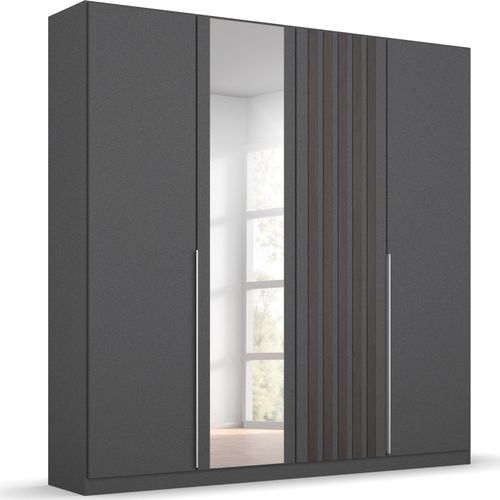 Drehtürenschrank RAUCH "Lamella" Schränke Gr. B/H/T: 181,0cm x 210,0cm x 54,0cm, 4 St., grau (graumetallic, schwarz oak) mit eleganter Lamellenabsetzung