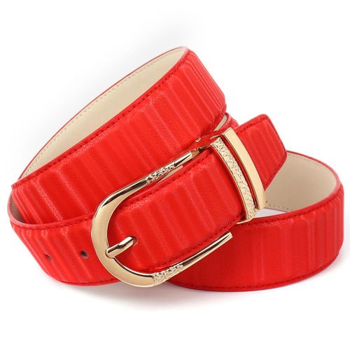 Ledergürtel ANTHONI CROWN, Damen, Gr. 105, rot, Rindsleder, unifarben, elegant,feminin,festlich,klassisch,modisch, Gürtel, mit filigraner goldfarbener Dornschließe