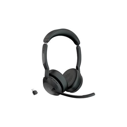 Headset Jabra Evolve2 55 link380c Stereo, Reichweite bis 30 m, bis 10 h, UC-optimiert, schwarz