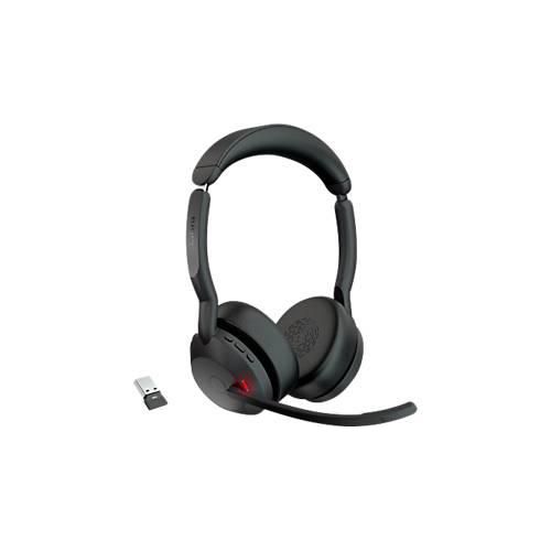 Headset Jabra Evolve2 55 link380a Stereo, Reichweite bis 30 m, bis 10 h, MS-Teams optimiert, schwarz