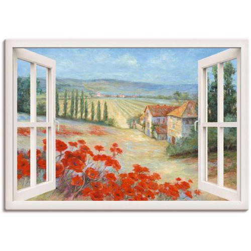 Artland Leinwandbild »Mohnlandschaft«, Fensterblick, (1 St.), auf Keilrahmen gespannt