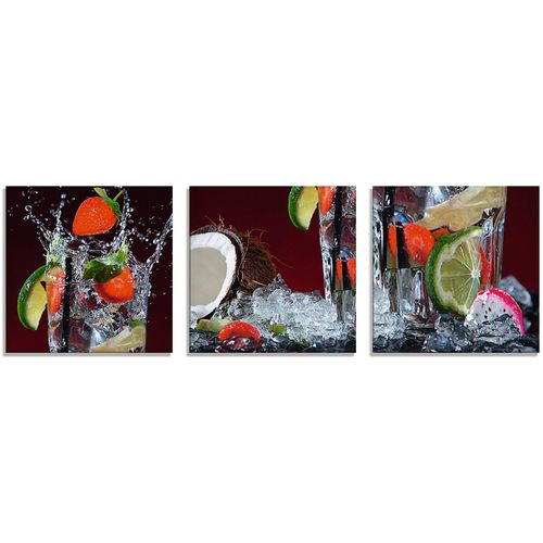 Artland Glasbild »Frischer Fruchtcocktail I«, Getränke, (3 St.), in verschiedenen Grössen