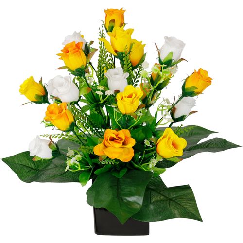 I.GE.A. Kunstblume »Rosen-Arrangement im Topf aus Keramik Blumengesteck Dekoblumen«, Seidenblumen Kunstrosen Rosenstrauss Hochzeitsdeko Tischdeko