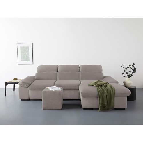 COTTA Ecksofa »Lola L-Form«, (Set, mit Hocker), mit Hocker & Kopfteilfunktion, wahlw. Bett- und Armteilfunktion