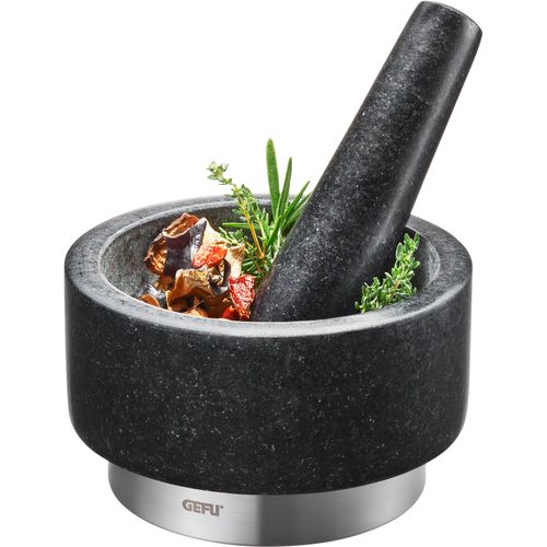 GEFU Mörser »X-PLOSION®«, (1 tlg.), Granit, Edelstahl, Ø 14 cm