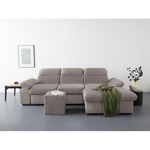 COTTA Ecksofa »Lola L-Form«, (Set, mit Hocker), mit Hocker & Kopfteilfunktion, wahlw. Bett- und Armteilfunktion