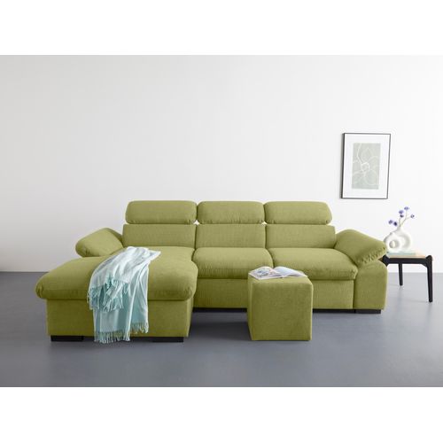 COTTA Ecksofa »Lola L-Form«, (Set, mit Hocker), mit Hocker & Kopfteilfunktion, wahlw. Bett- und Armteilfunktion