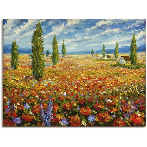 Artland Leinwandbild »Mohnblumenwiese«, Blumenwiese, (1 St.), auf Keilrahmen gespannt