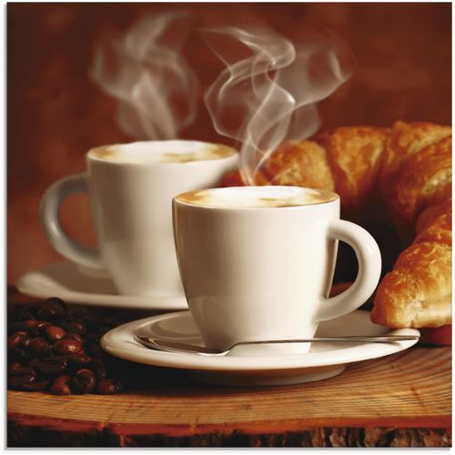 Artland Glasbild »Dampfender Cappuccino und Croissant«, Getränke, (1 St.), in verschiedenen Grössen